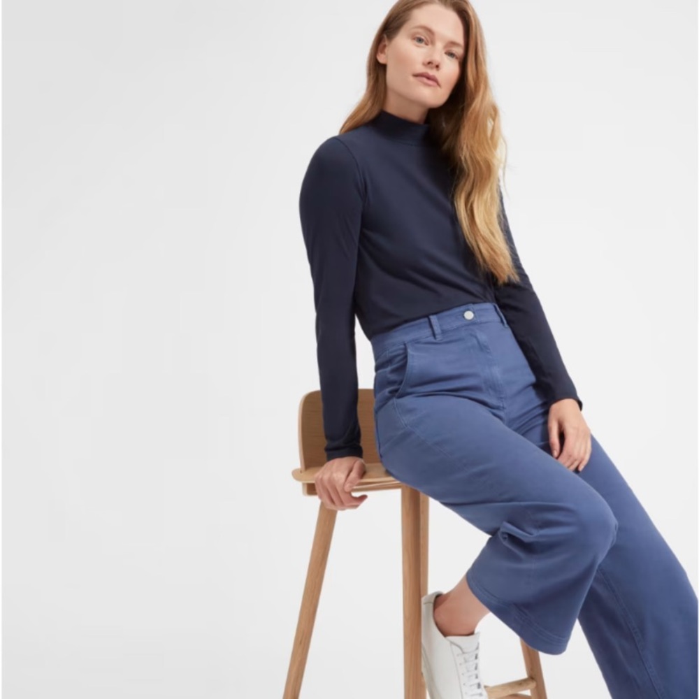 Everlane wide leg crop pant in blue, size 6